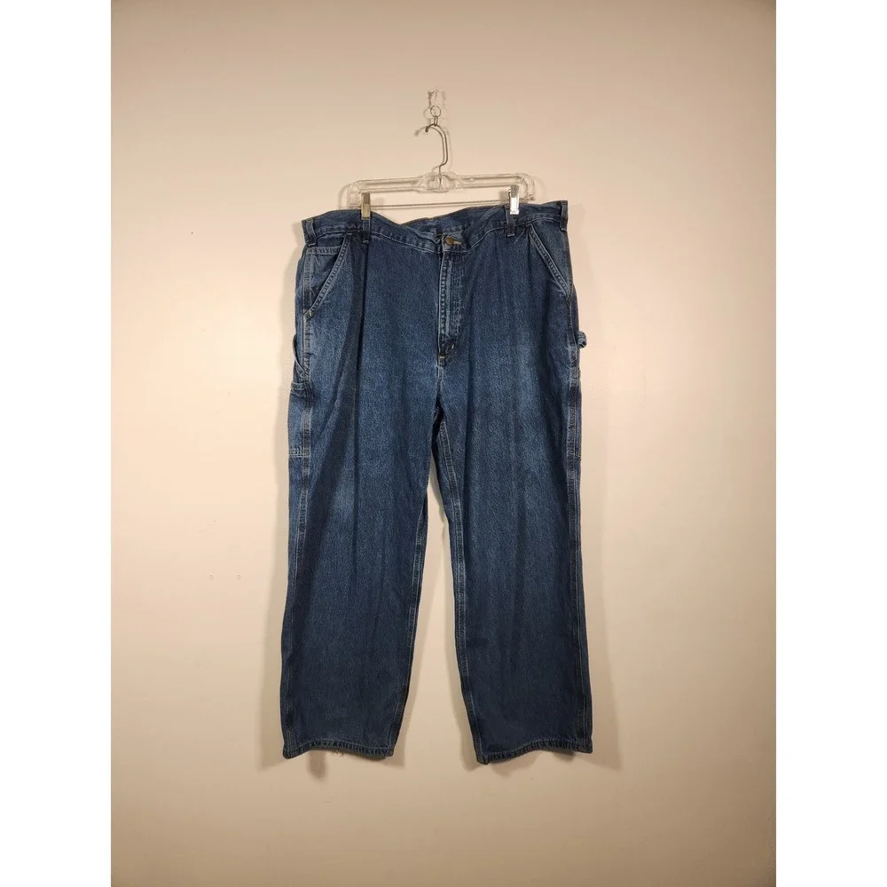 CARHARTT Carpenter Jeans Mens 42x29 Blue Loose Original Fit B13-DPS Workwear Vtg